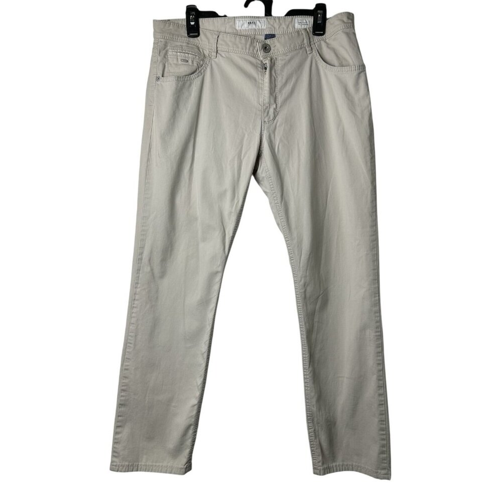 Brax Feel Good Pants Mens Size 34x32 Chuck Modern Fit 5-Pockets Stretch Beige